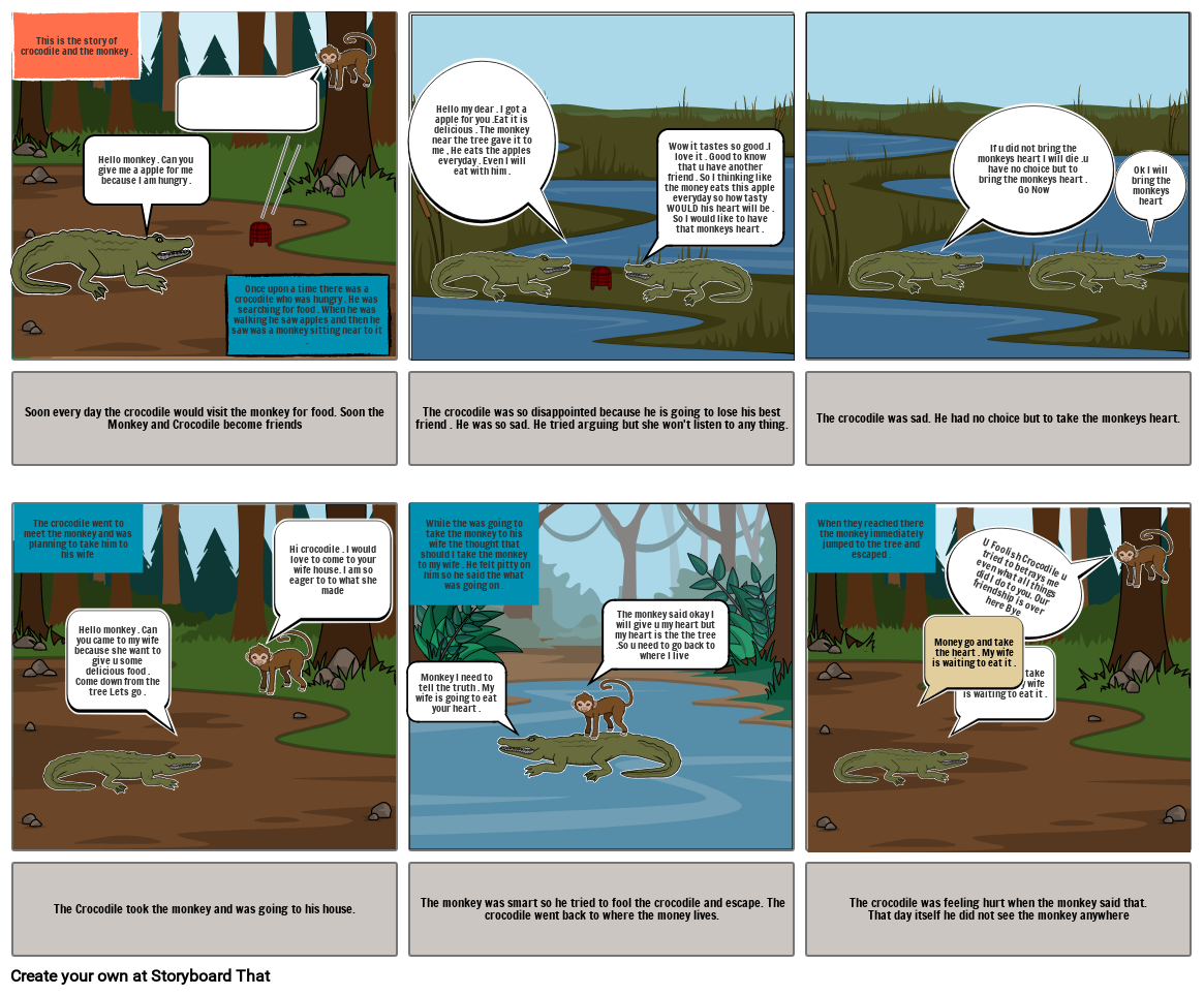 Monkey And The Crocodile Storyboard By Ishika55084