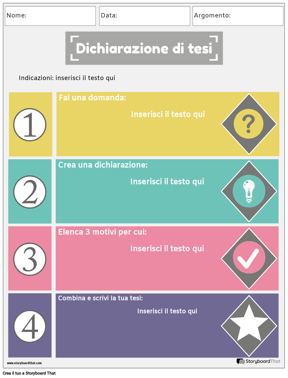 Dichiarazione di Tesi Foglio di Lavoro Ritratto a Colori 11