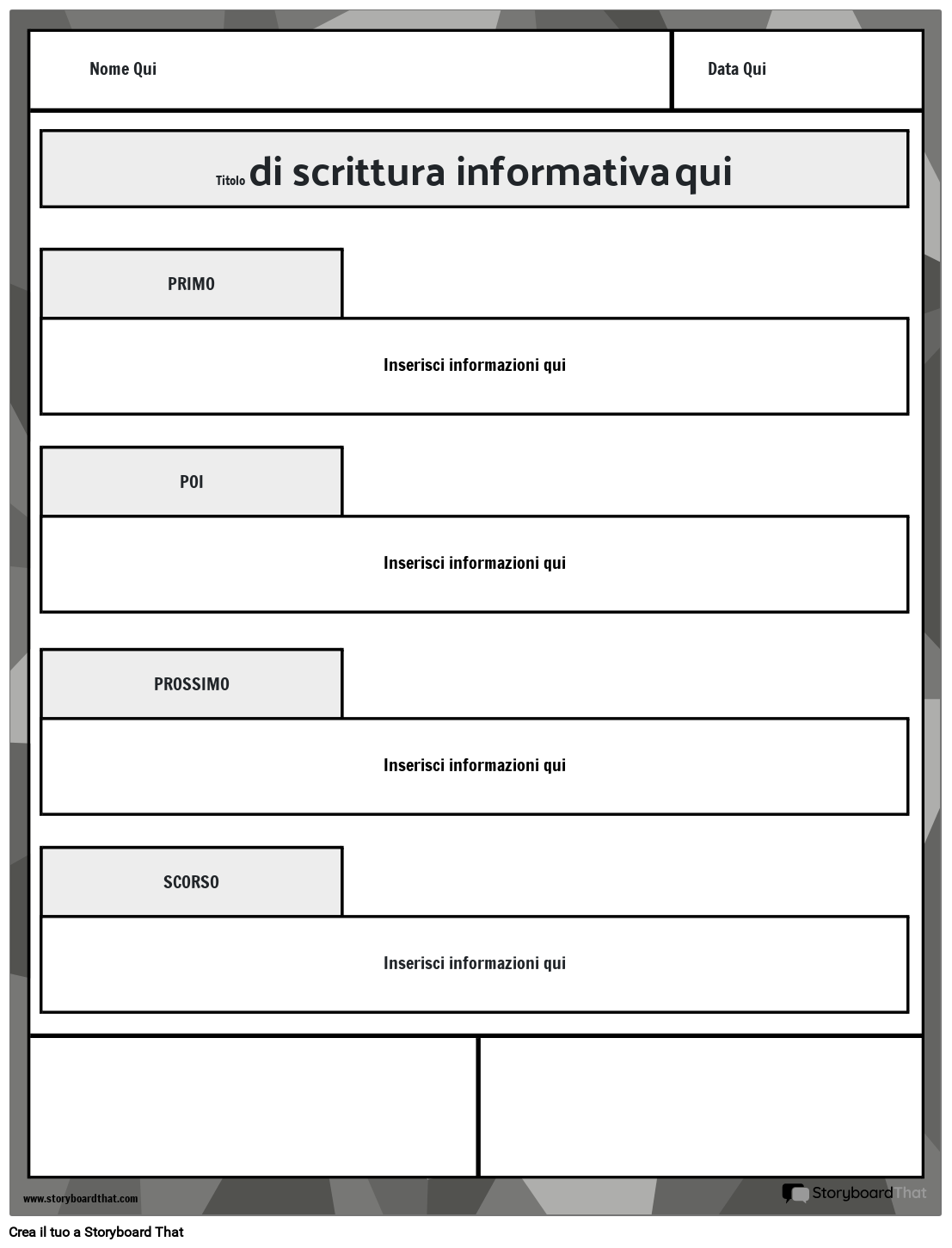 Informazioni scritte in bianco e nero 2 storyboard