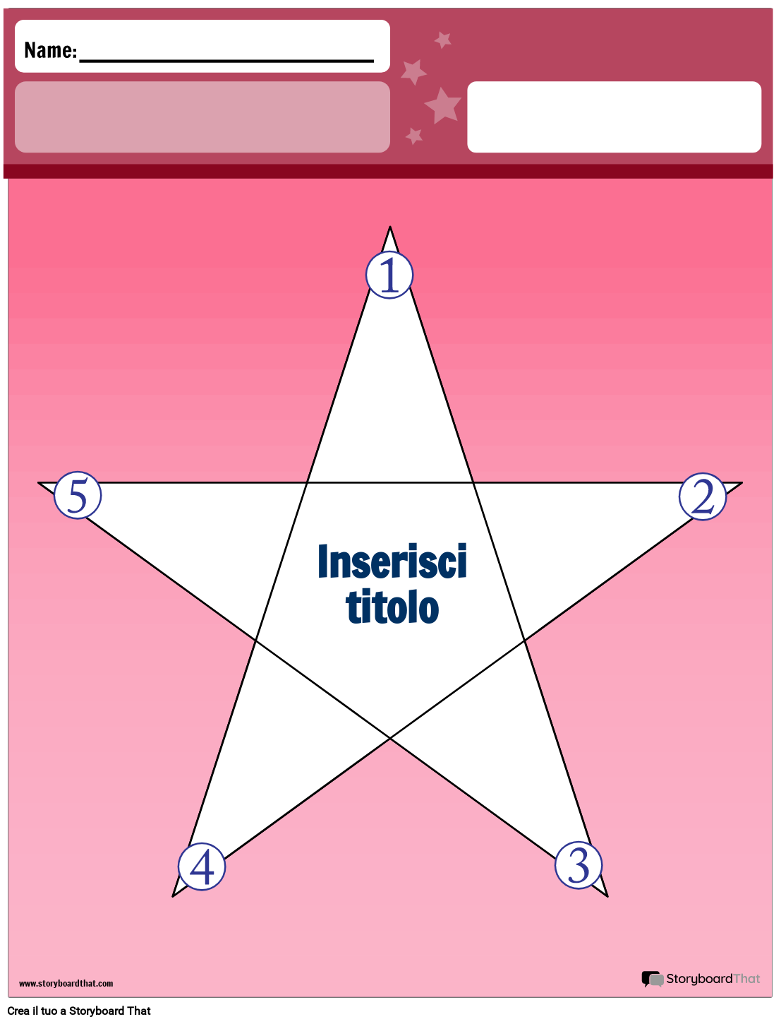 Modello 5 cose che mi piacciono di me Storyboard