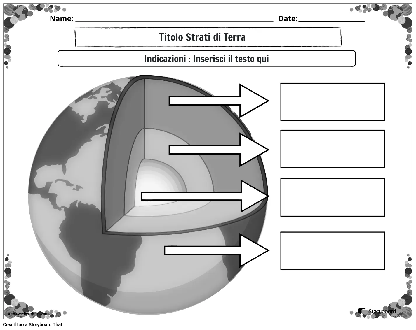 Modello degli strati della terra di scienze della terra