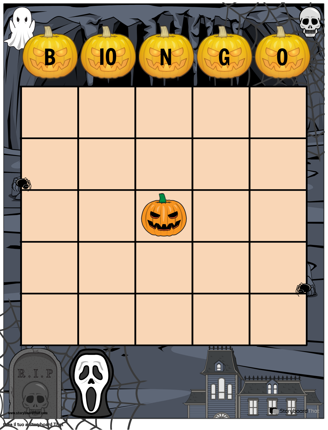 Modello di Scheda del Bingo di Halloween Storyboard