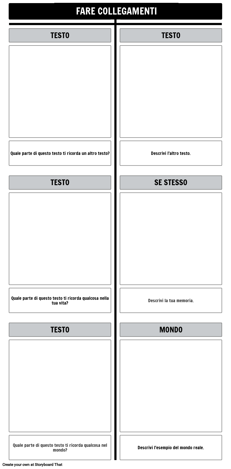 Modello T-Chart Connessioni di Testo