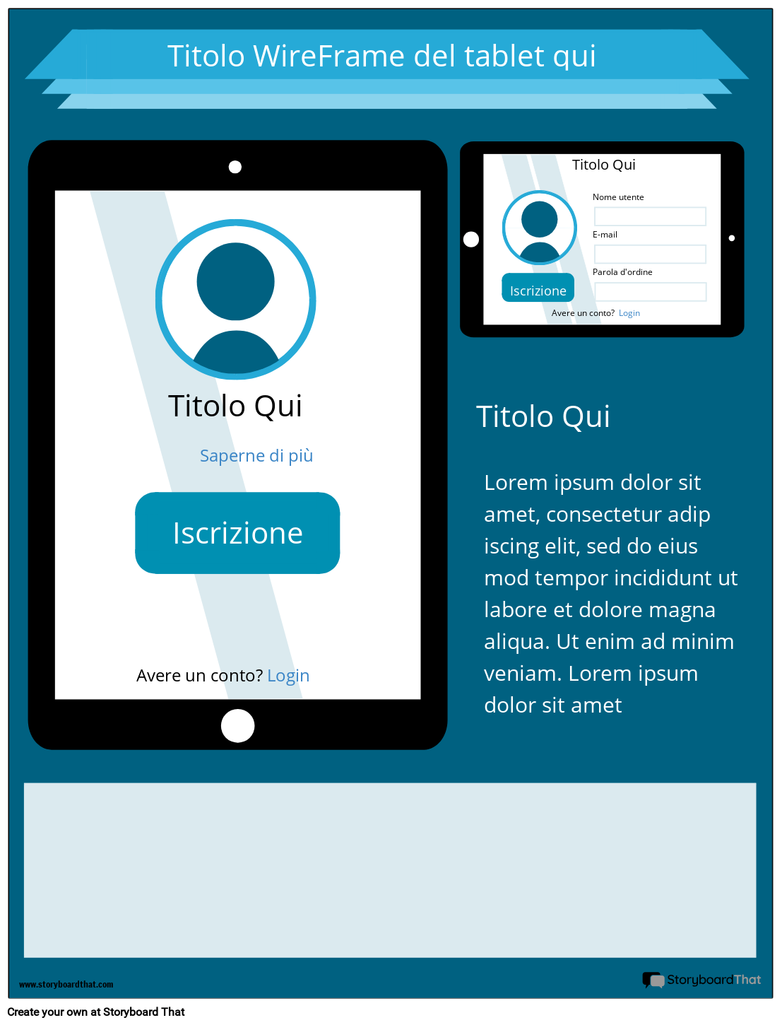Modello WireFrame per Tablet Aziendale 3 Storyboard