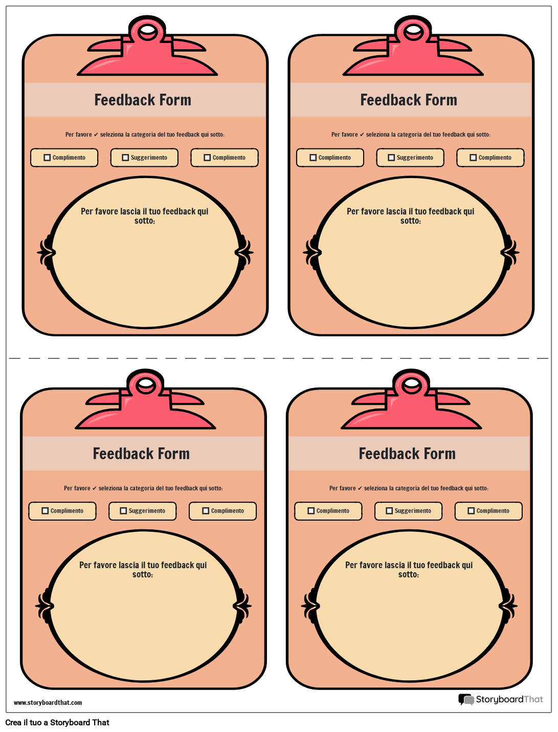 Modulo di feedback storyboard by it examples
