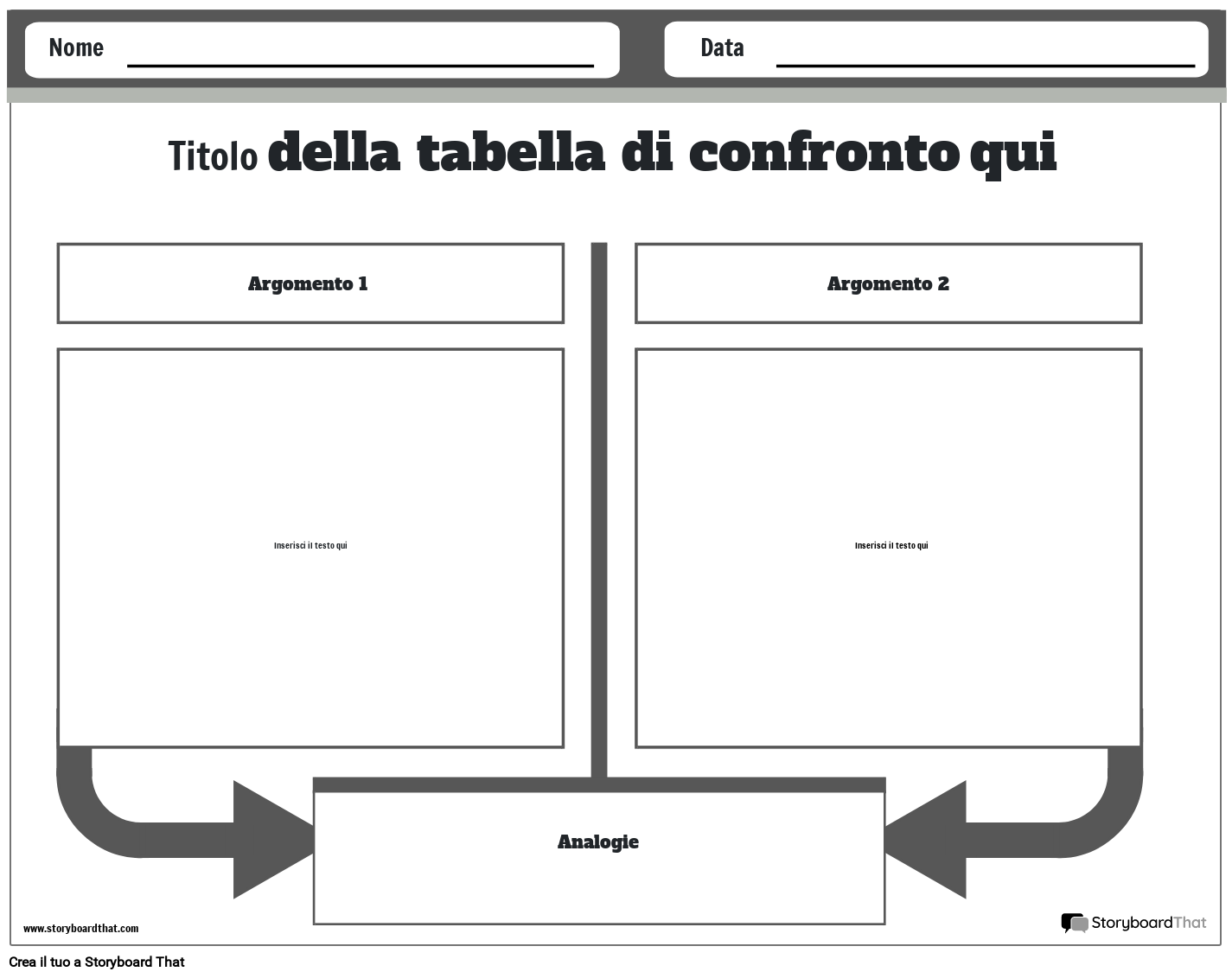 Nuovo Crea Modello Di Grafico Di Confronto Delle Pagine Bianco E Nero