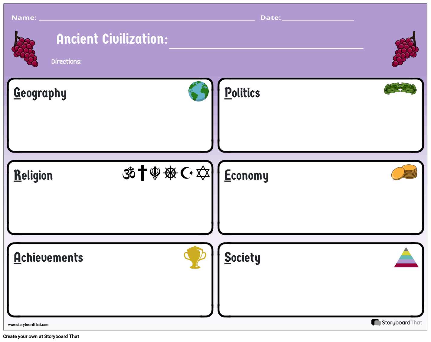 Organizzatore Grafico Dell'uva Storyboard per itexamples