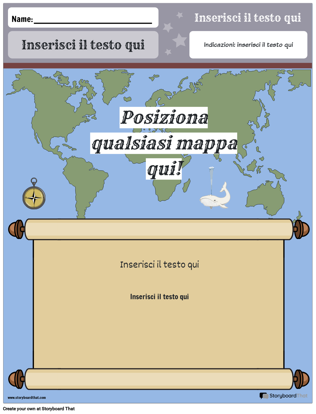 Ritratto a colori del foglio di lavoro della mappa del mondo con scorriment