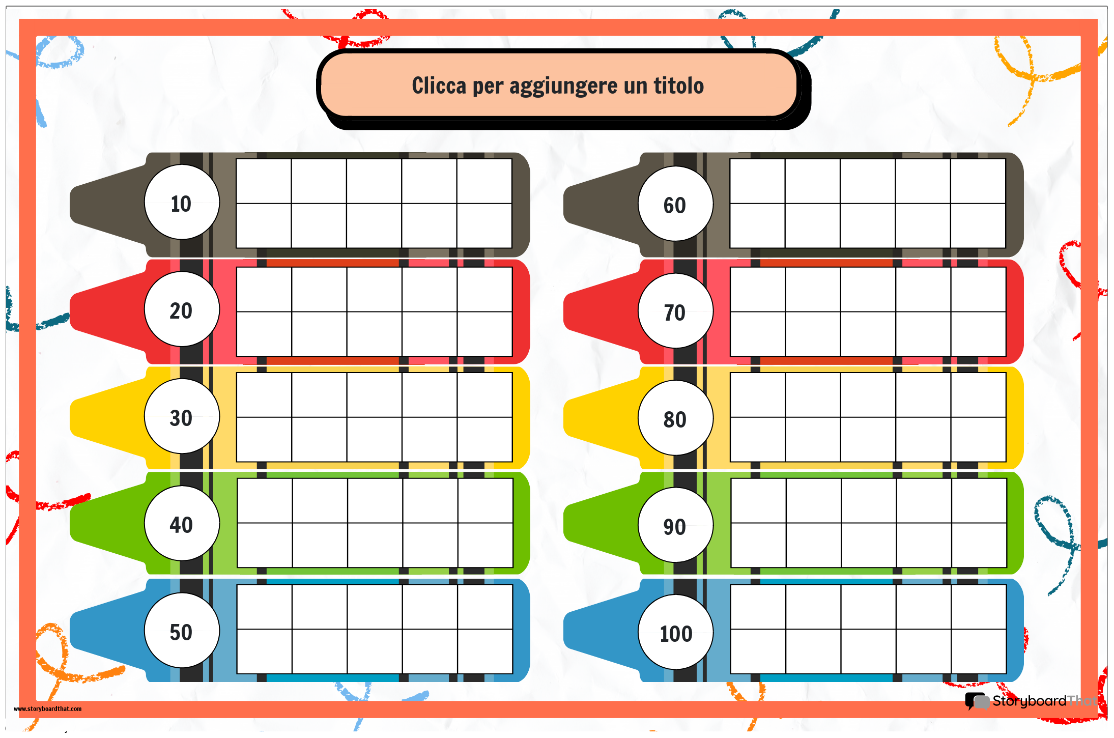 Somma Numeri Da 1 A 100 Tabella dei numeri a tema pastello 1-100 Storyboard