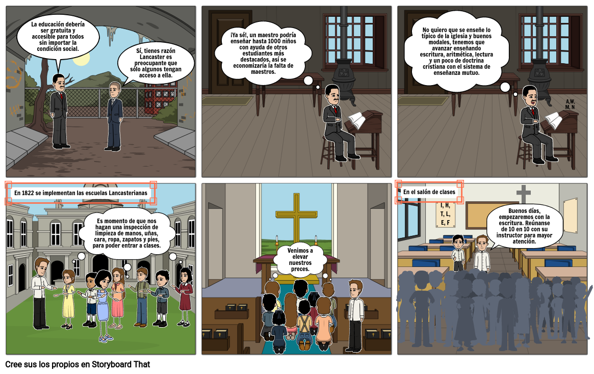 Escuelas lancasterianas Storyboard by jacquelinegut