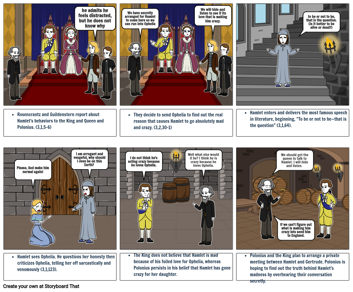 Hamlet Act iii, Scene 1 Storyboard by jadelab1