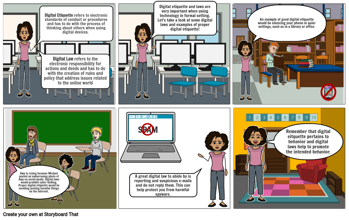 Digital Law and Etiquette Storyboard Storyboard