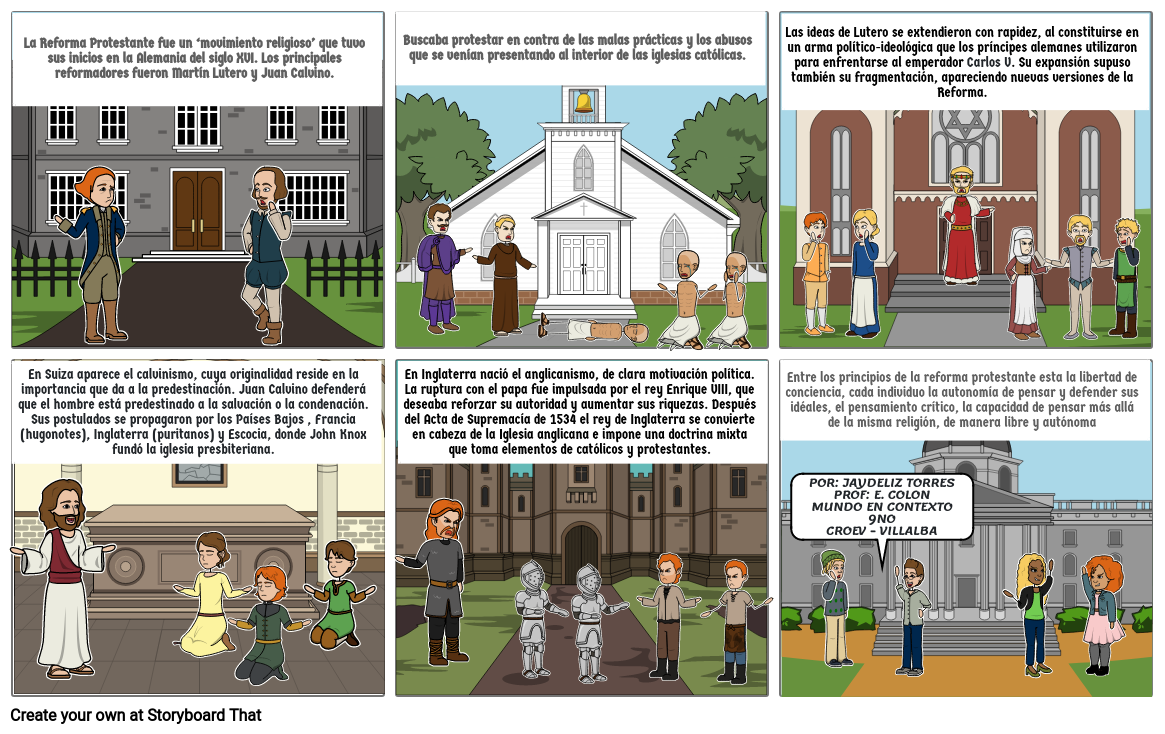 Tirilla Comica MC: La reforma Protestante Storyboard