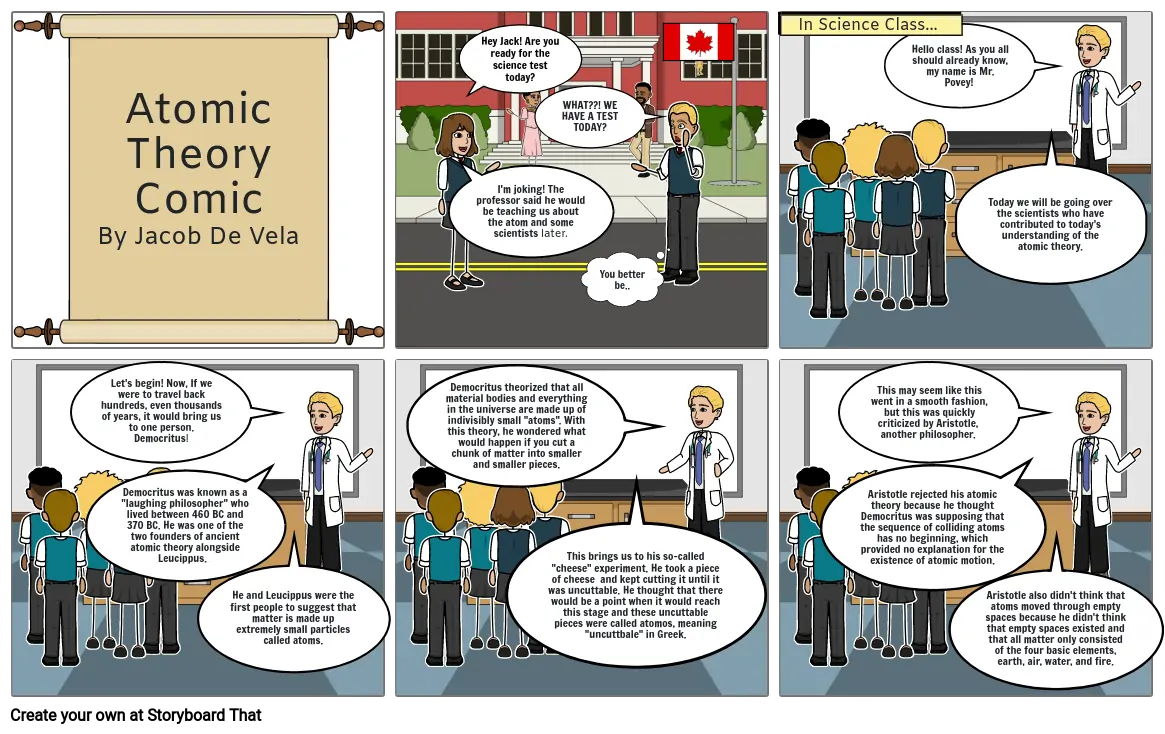 Atomic Theory Comic Strip Storyboard par jdevela