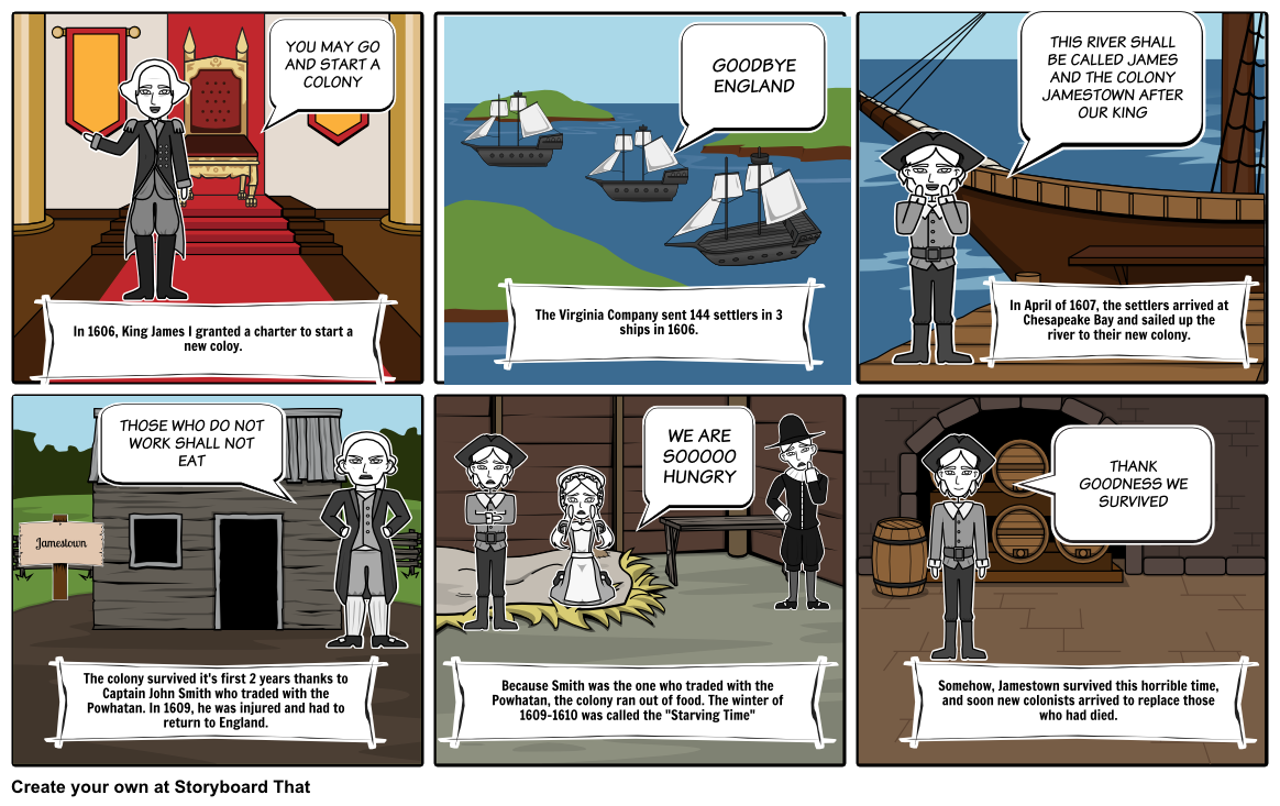 Jamestown Colony Storyboard par jenniferrhodesluquette
