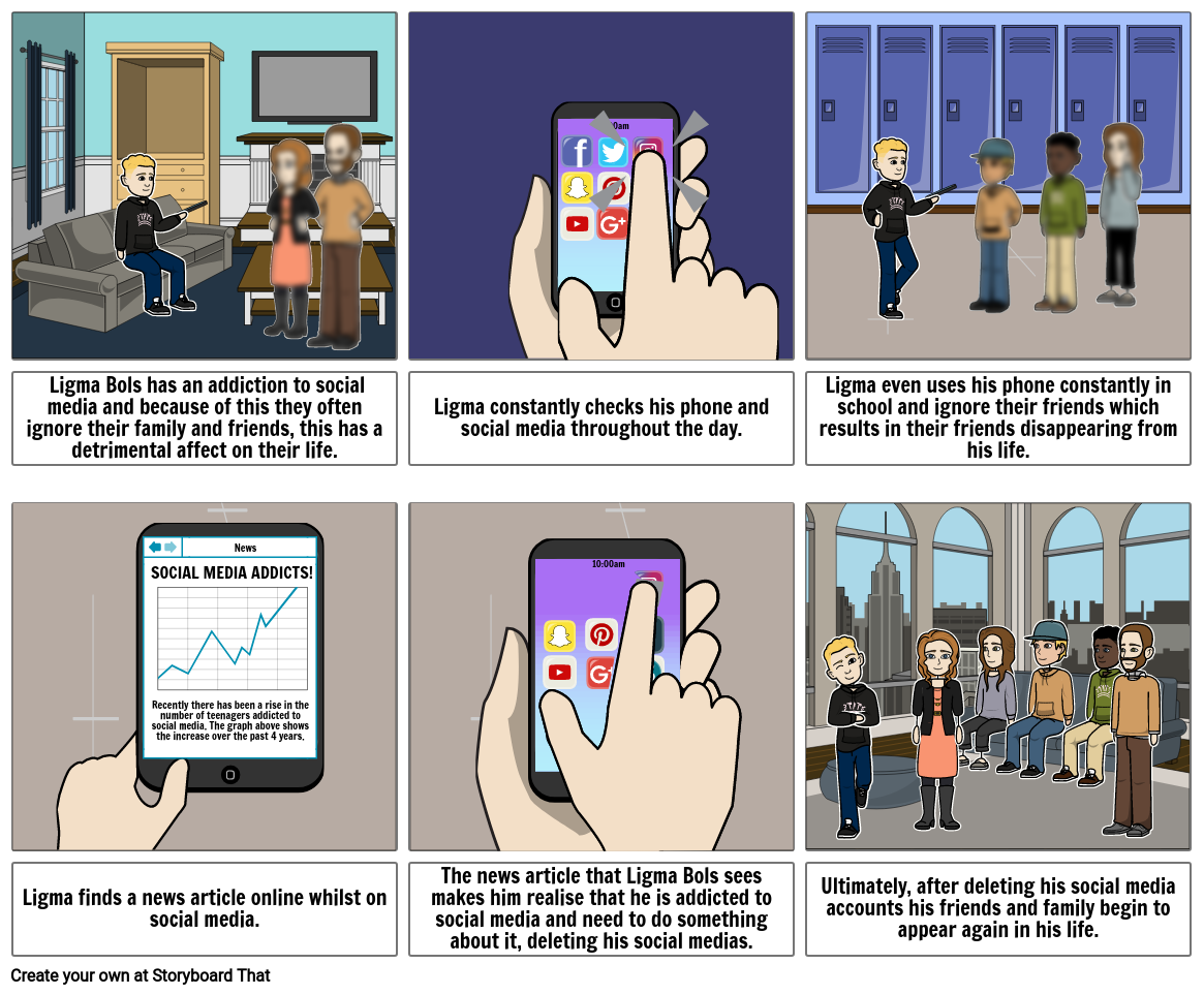 SOCIAL MEDIA ADDICTION Storyboard By Jeshaiah