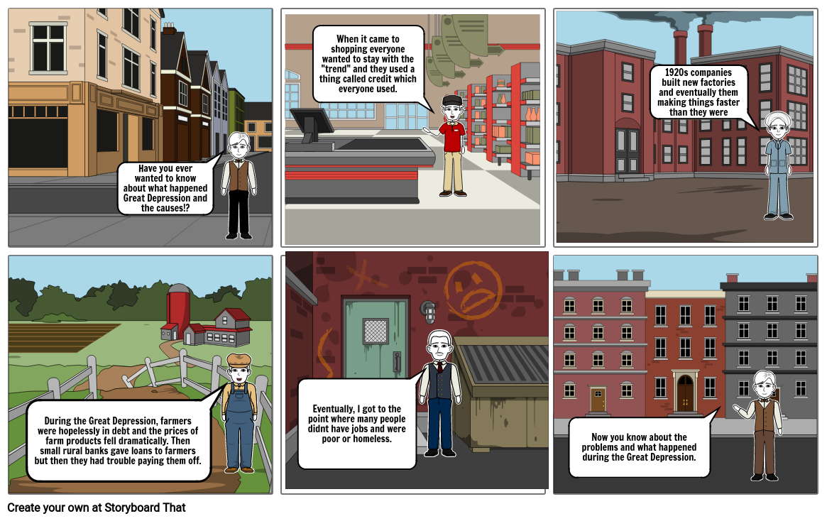 Great Depression Comic Strip Project Storyboard
