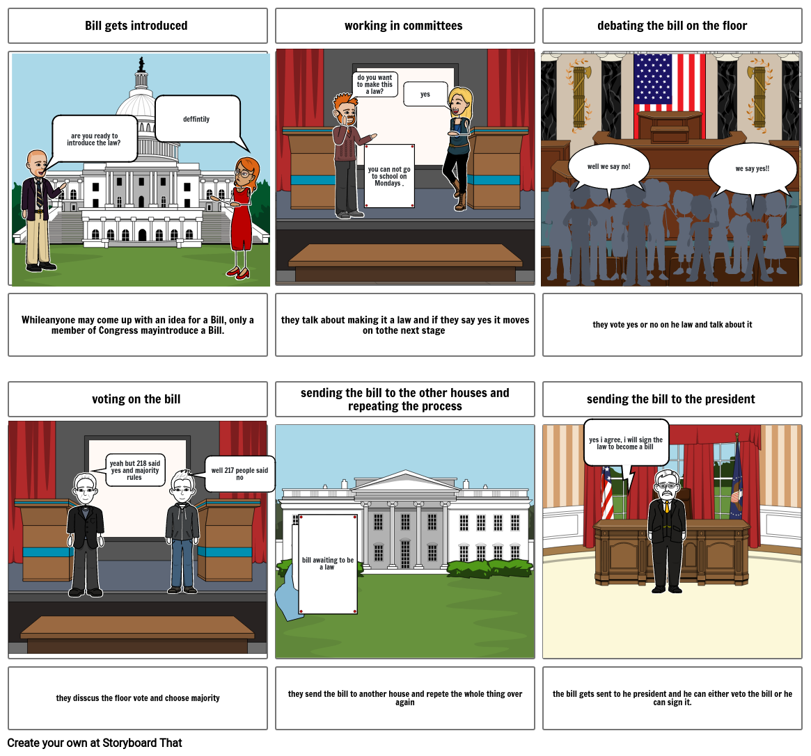 How a law becomes a Bill comic Storyboard by jwilson1296