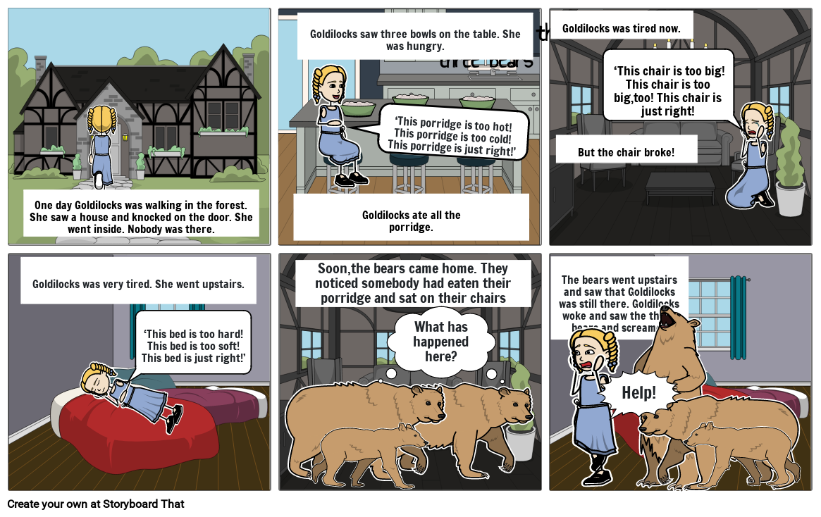 Goldilocks And The Three Bears Storyboard By Kaitlyntibbs21