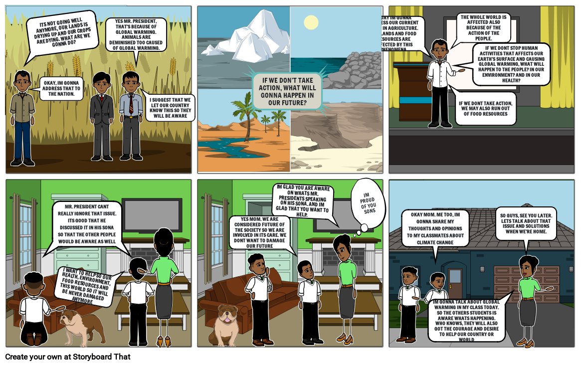 Comic strip on climate changes for grade 6