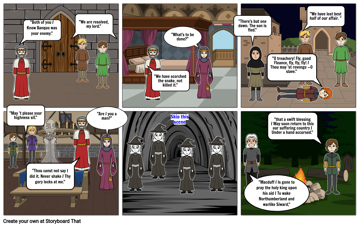 Macbeth Act Scenes Storyboard By Kate
