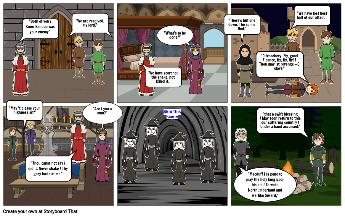 Macbeth Act 3 scenes 1-6 Storyboard by kate41857