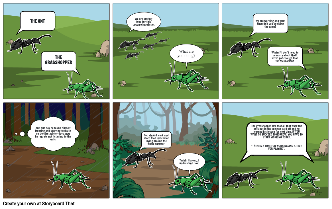 THE ANTS AND THE GRASSHOPPER Storyboard By Katrina39798   The Ants And The Grasshopper 