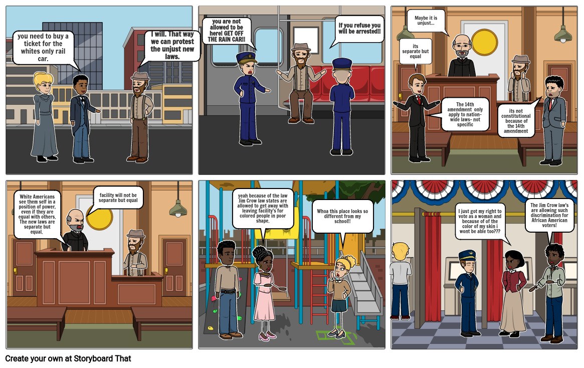 Plessy v Ferguson and Jim Crow Laws Storyboard