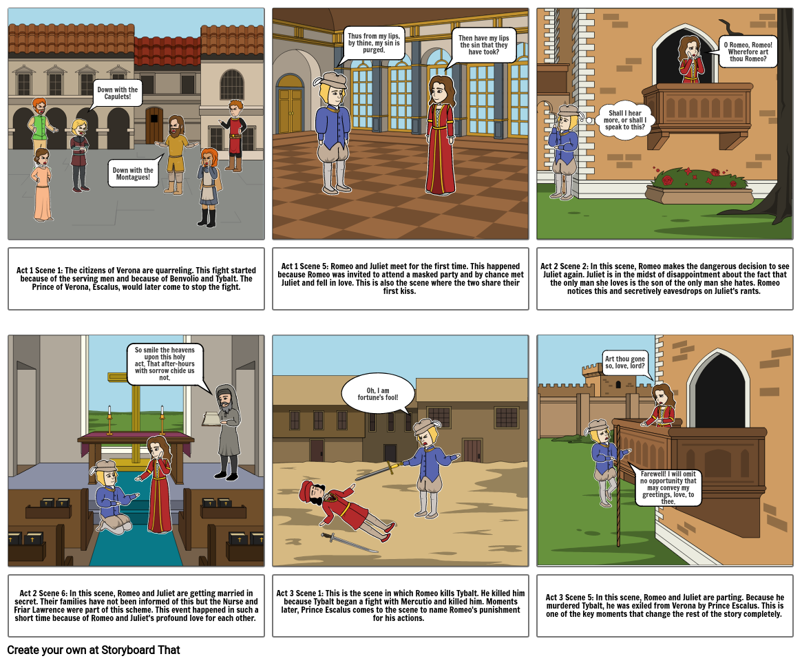 Romeo and Juliet Storyboard Honors Lit Assignment