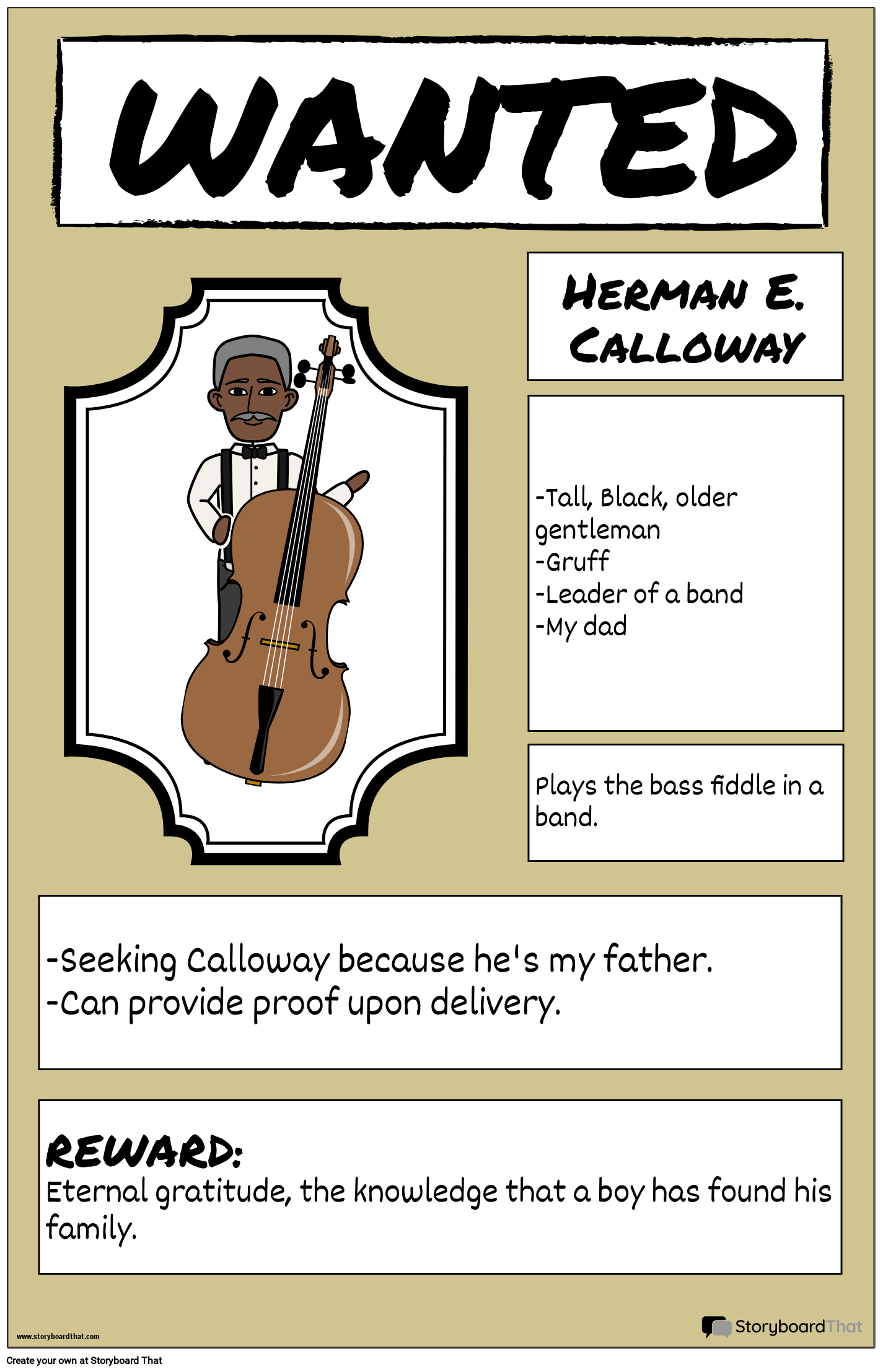 Bud, Not Buddy Wanted Poster Activity