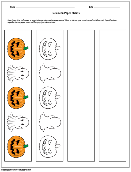 Halloween Holiday Paper Chains Template