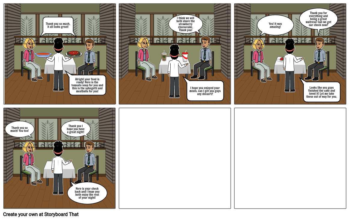 Waiting tables Storyboard by kschumacher74000