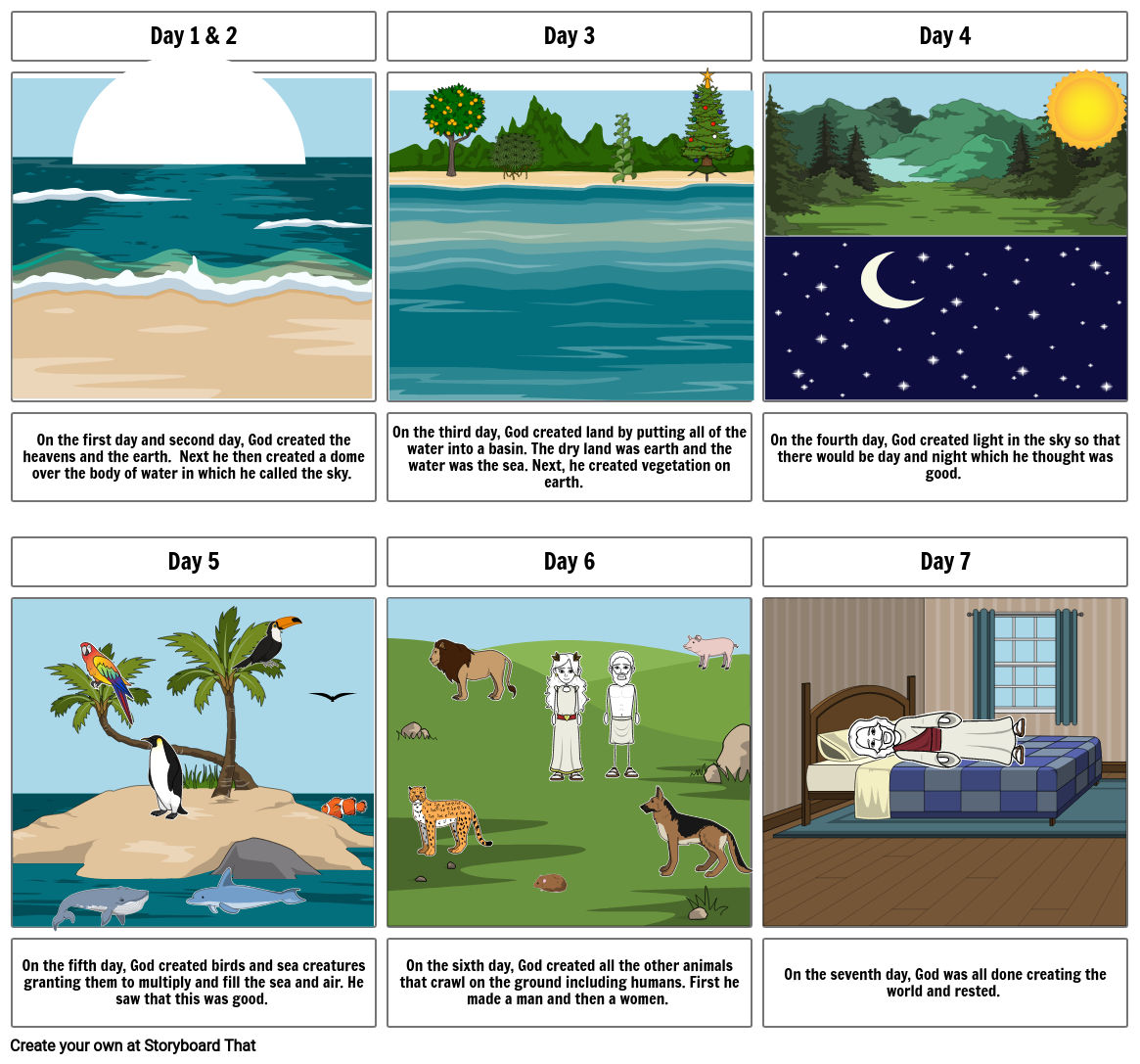 7 Day Creation Storyboard by lanknutson24