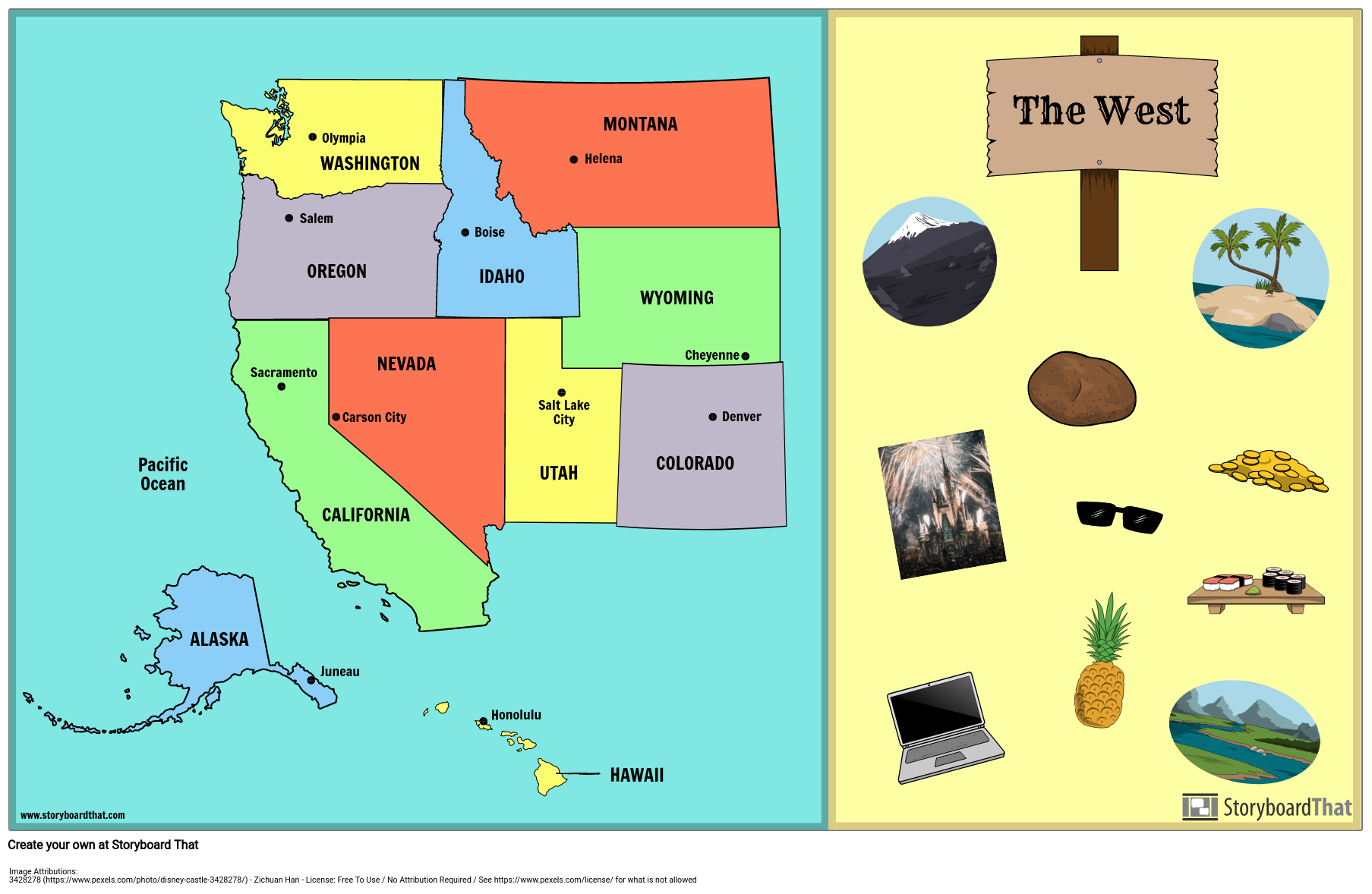 West States And Capitals Storyboard By Lauren