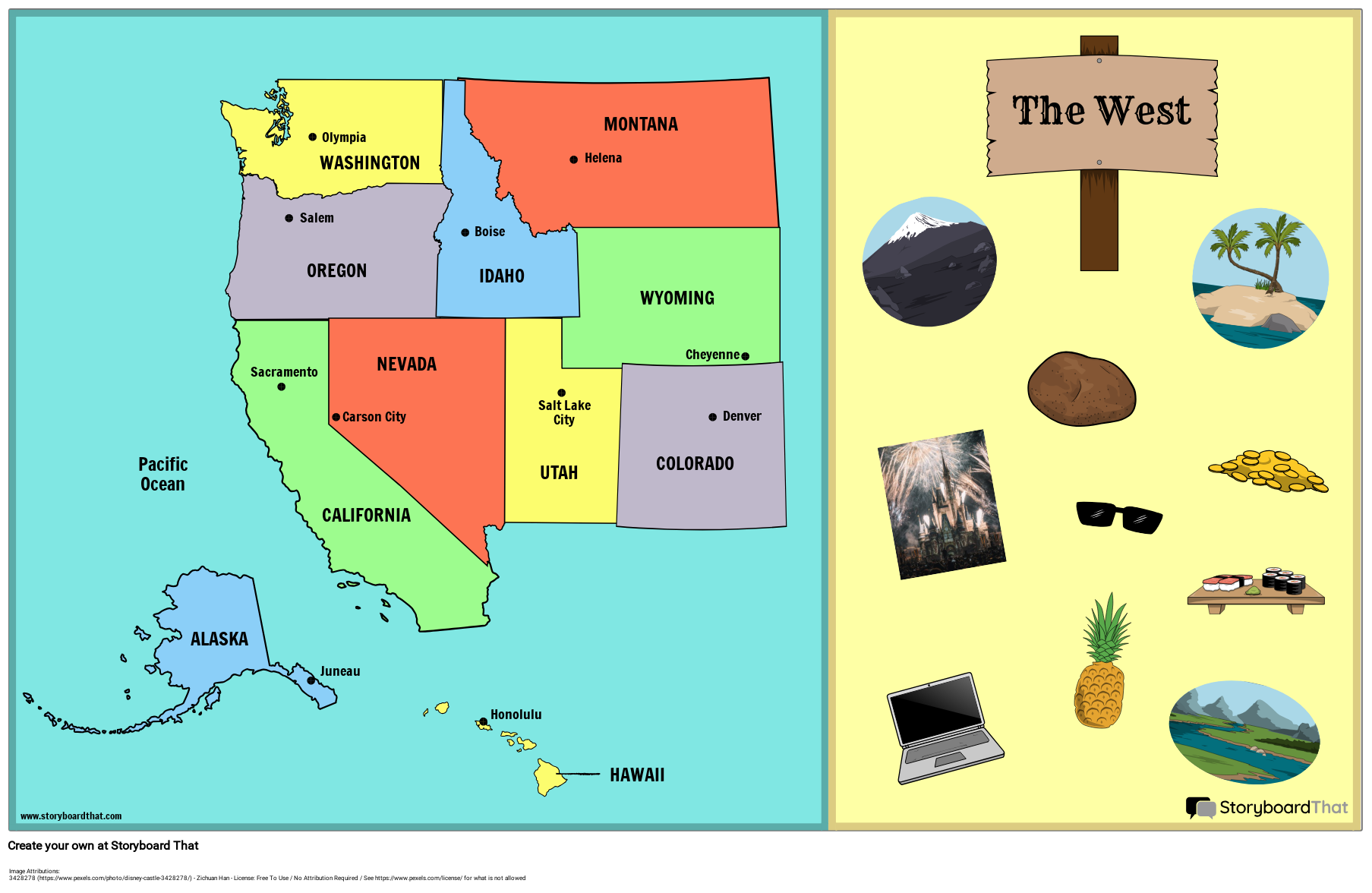 West States And Capitals Storyboard By Lauren