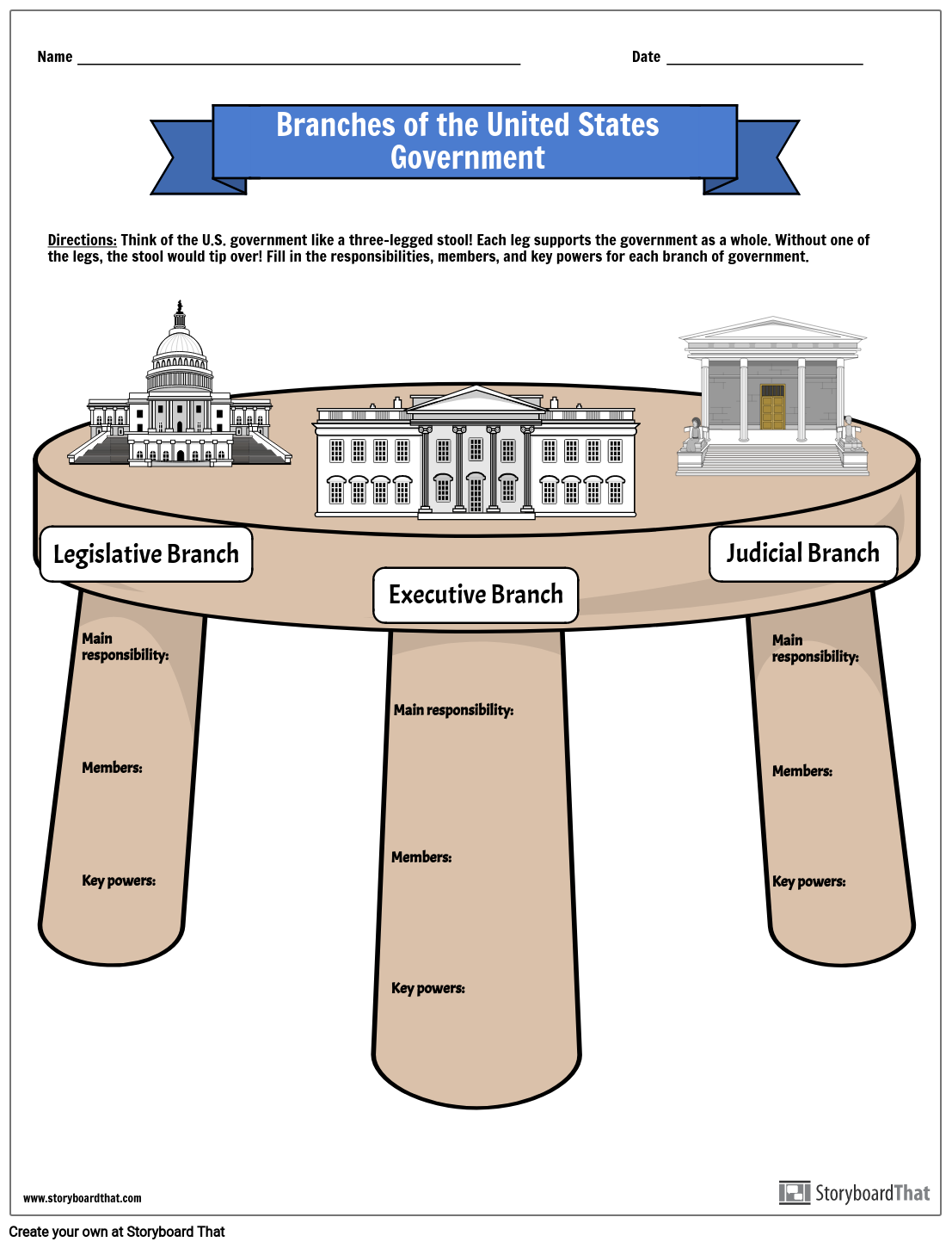 Branches of the U.S. Government Storyboard par liane