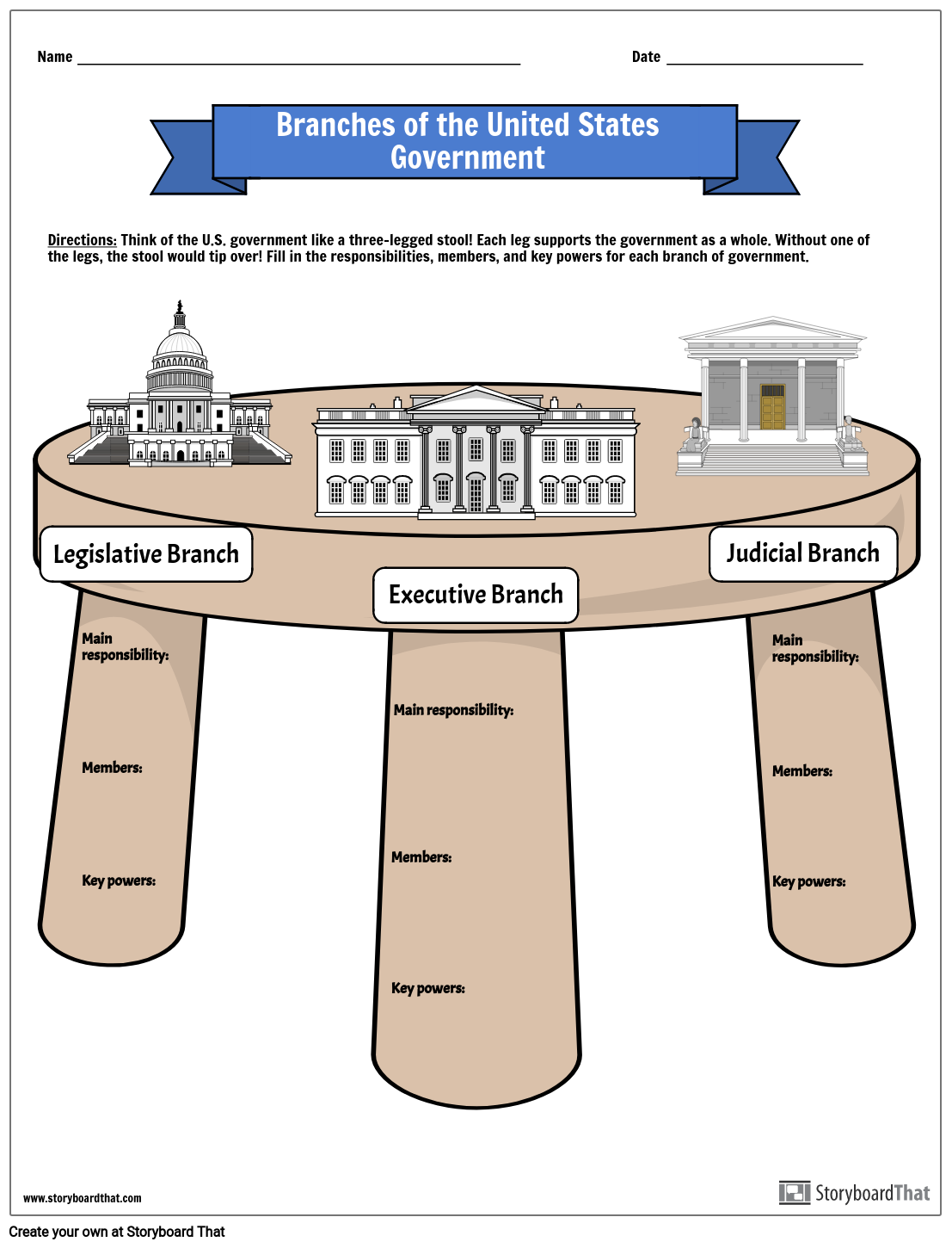 Branches Of The U S Government Storyboard Par Liane