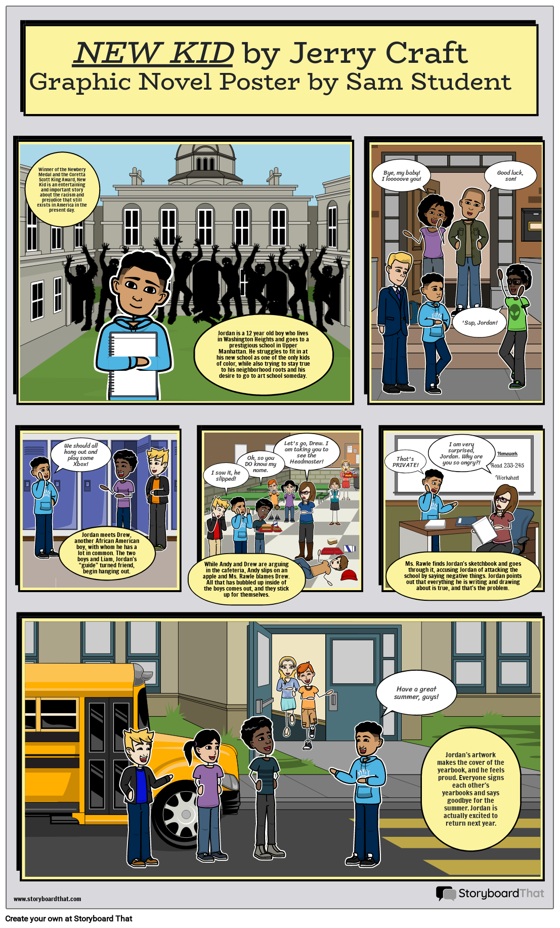 Graphic Novel Example New Kid Storyboard by liane