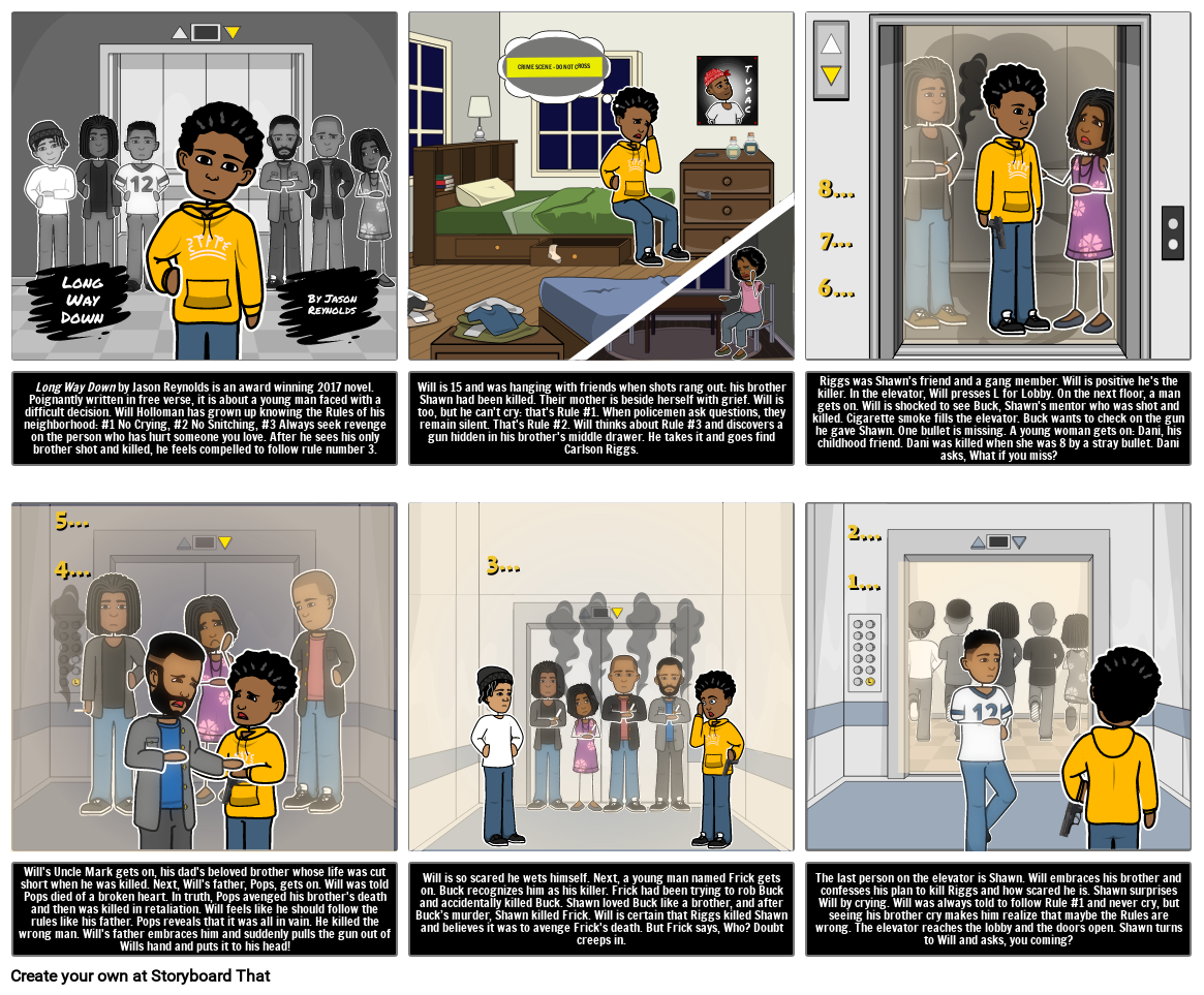 Long Way Down 6 Cell Plot Diagram Storyboard By Liane