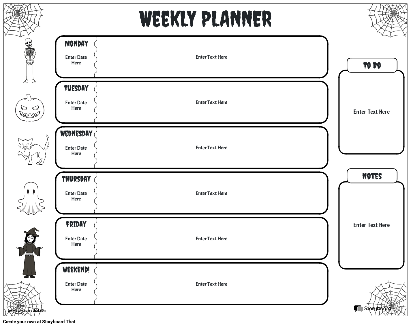 BW Weekly Planner 2 Storyboard Von Lt examples