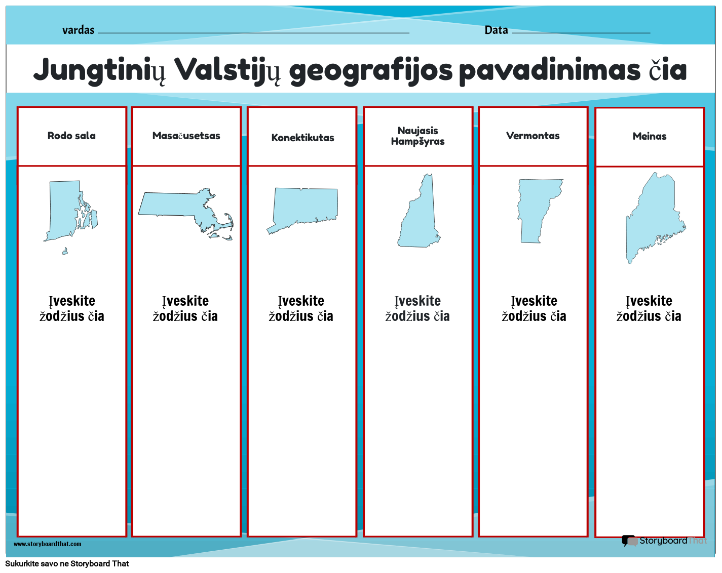 JAV geografinio kraštovaizdžio spalva 4 Storyboard