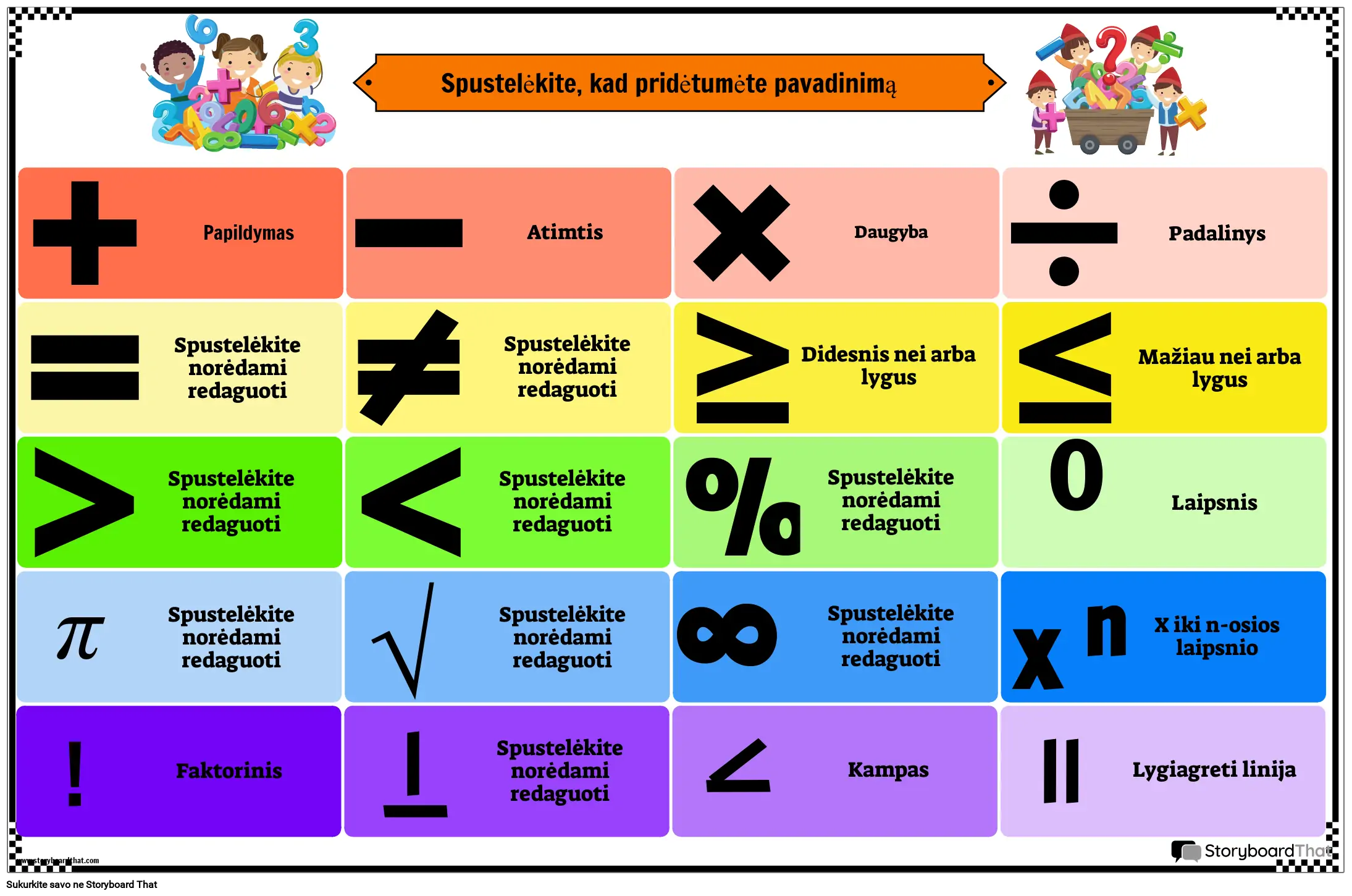 Spalvingas Matematikos Simbolių Plakatas