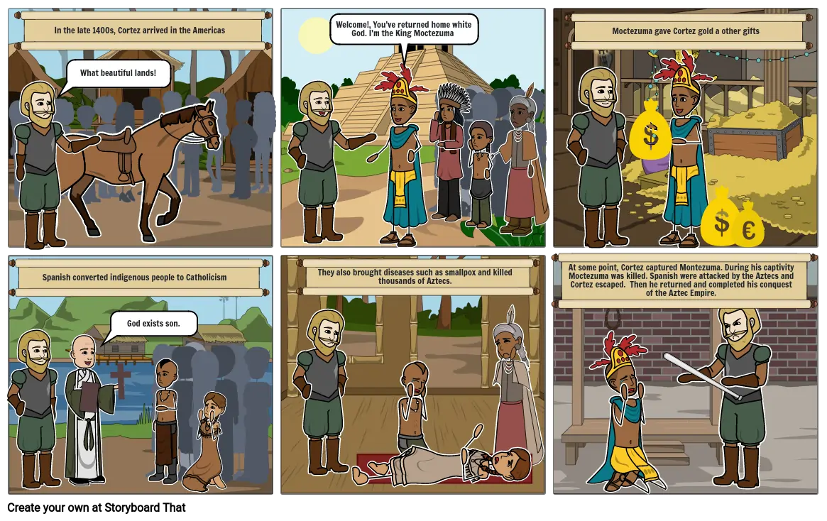 Cortéz conquers the Aztecs / comic