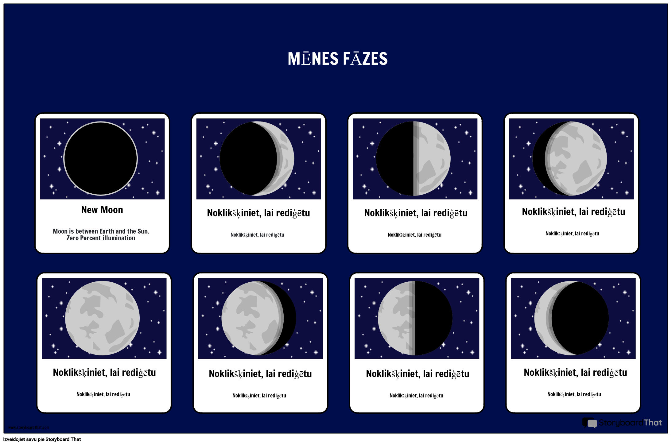 Mēness Fāzes Drukājams Plakāts Storyboard por lv-examples