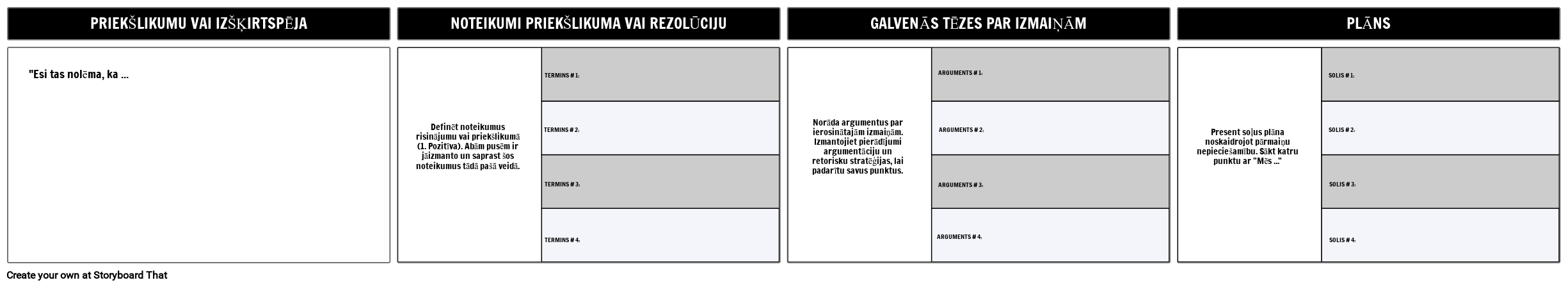 Pozitīva Konstruktīva Runas Template Storyboard