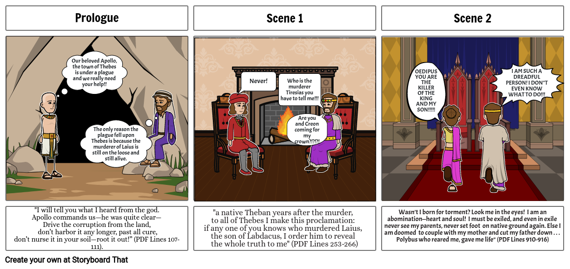 Oedipus Part 1 Comic Storyboard by maddiefowler22