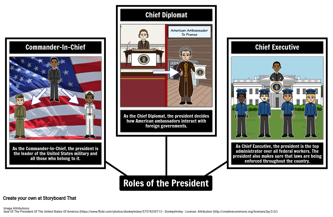 What Are The Roles Of The President Storyboard