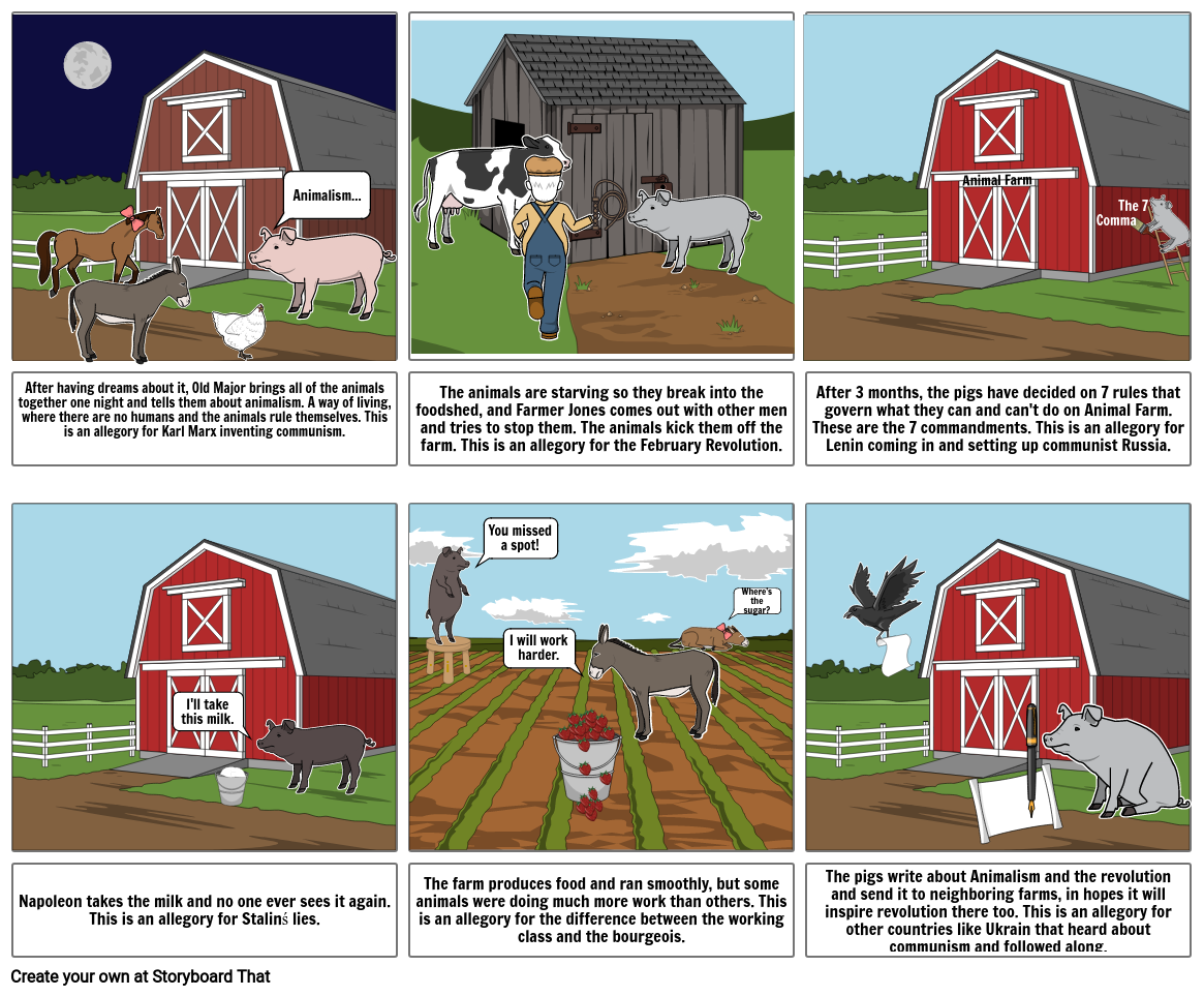 Animal Farm Comic Strip Storyboard por maxcalvert06