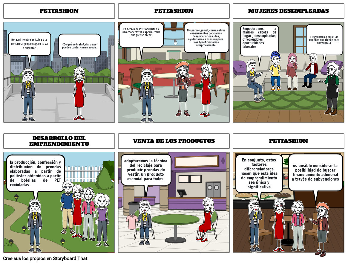 Storyboard negocio asociativo y solidario PETFASHION