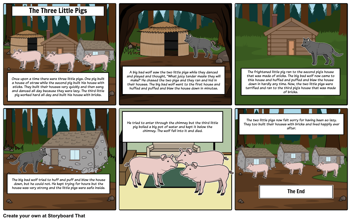 That is they their house. Once upon a time there was three little Pigs. The three little Pigs Houses. The three little Pigs and the big Bad Wolf. Three little Pigs with their House.